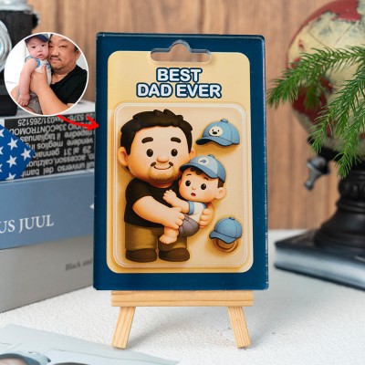 Custom Photo Dad And Kids Action Figure Acrylic Block Plaque For Father's Day Gift