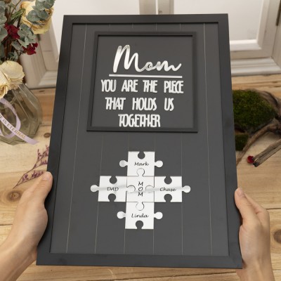 Custom Mother's Day Puzzle Sign With Kids Name Puzzle Mom You Are The Piece That Holds us Together