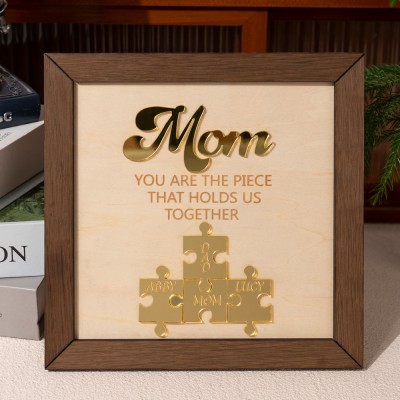 Custom Mom Puzzle Sign With Kids Name Puzzle For Mother's Day Gift