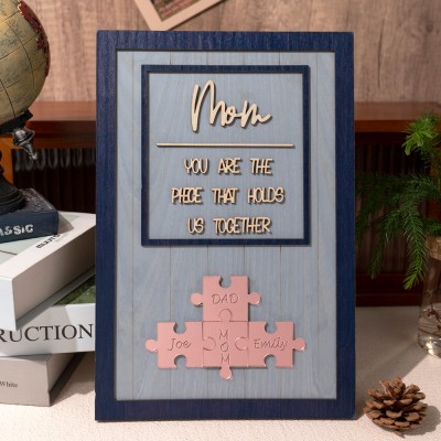 Custom Mom Wood Puzzle Sign Gift For Mother's Day