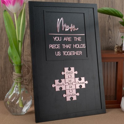 Custom Mother's Day Puzzle Sign With Kids Name Puzzle Mom You Are The Piece That Holds us Together