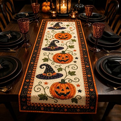 Halloween Quilted Table Runner Halloween Dining Table Decor Spooky Fall Home Decoration