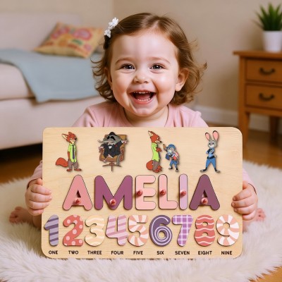 Custom Name Puzzle With Animals For Boy Girl Christmas Gift