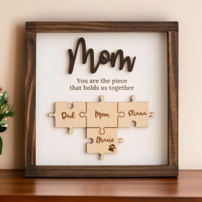 Custom Mother's Day Puzzle Sign Mom You Are The Piece That Holds us Together