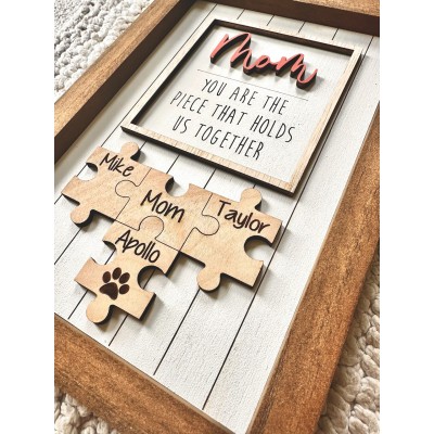 Custom Mother's Day Puzzle Sign Grandma You Are The Piece That Holds us Together