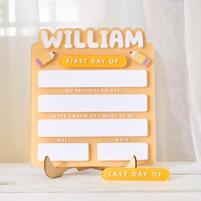 Personalized First/Last Day of School Sign Photo Prop Back to School Gifts For Kids
