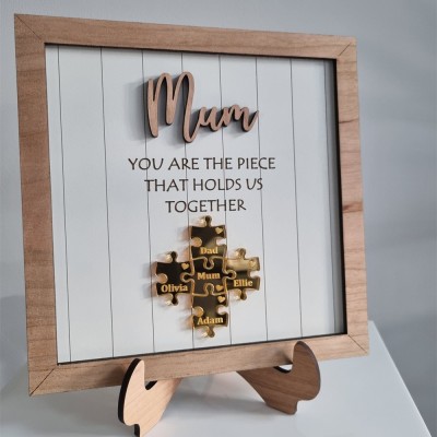 Mother's Day Wood Puzzle Sign Personalized Gift For Mom