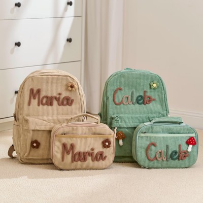 Personalized Kids Backpack and Lunch Bag With Name School Bag For Girls Boys Back to School Gift