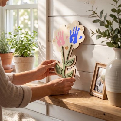 DIY Flower Kids Handprint Sign For Mom Grandma Mother's Day Gift