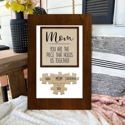 Mother's Day Wood Puzzle Sign Personalized Gift For Mom