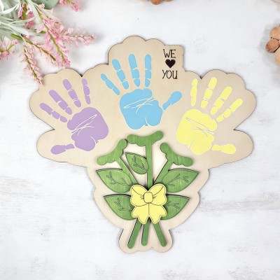 DIY Flower Kids Handprint Sign For Mom Grandma Mother's Day Gift