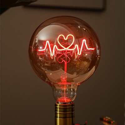 Heartbeat Edison Bulb Steampunk Lamp For Couple Christmas Gift