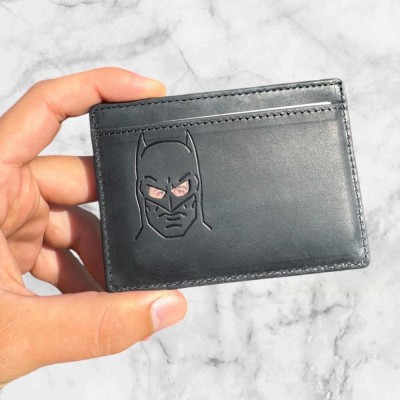 Personalized Bat ID Card Holder Leather Wallet Unique Gift For Dad Husband Father's Day Gift