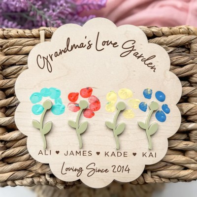 Personalized DIY Flower Fingerprint Sign For Mom Grandma Mothers Day Gift