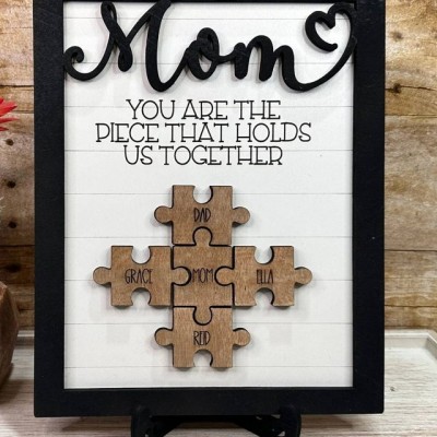 Mother's Day Wood Puzzle Sign Personalized Gift For Mom