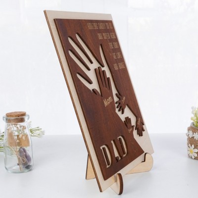 Personalized Dad Handprint Wood Sign With Kids Name For Father's Day Gift