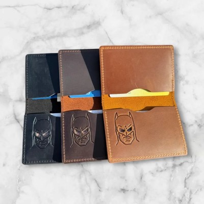 Personalized Bat ID Card Holder Leather Wallet Unique Gift For Dad Husband Father's Day Gift