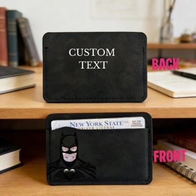 Personalized Bat ID Card Holder Leather Wallet Unique Gift For Dad Husband Father's Day Gift