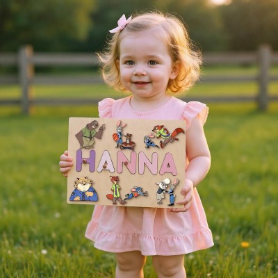 Custom Name Puzzle With Animals For Boy Girl Christmas Gift