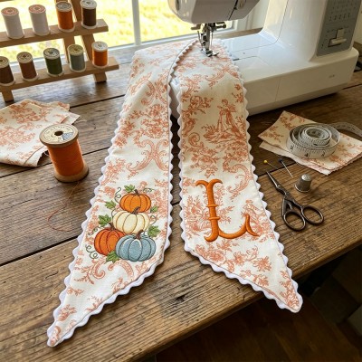 Personalized Pumpkin Wreath Sash Embroidered Monogram Fall Halloween Front Door Decor
