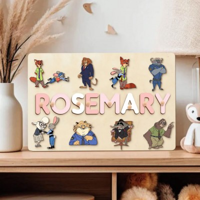 Custom Name Puzzle With Animals For Boy Girl Christmas Gift