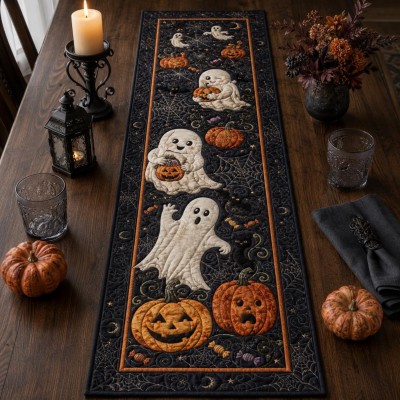 Halloween Quilted Table Runner Halloween Dining Table Decor Spooky Fall Home Decoration