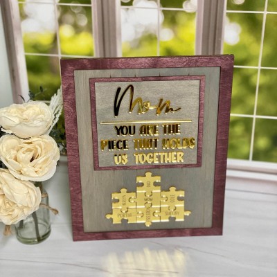 Mother's Day Wood Puzzle Sign Personalized Gift For Mom