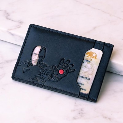 Personalized Hero ID Card Holder Leather Wallet Unique Gift For Dad Husband Father's Day Gift