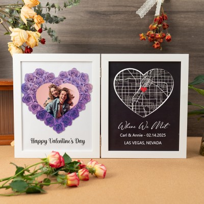 Custom Love Flower Shadow Box For Couple Valentine's Day Gift