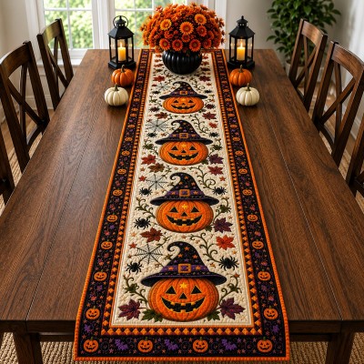 Halloween Quilted Table Runner Halloween Dining Table Decor Spooky Fall Home Decoration