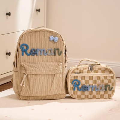 Personalized Kids Backpack and Lunch Bag With Name School Bag For Girls Boys Back to School Gift