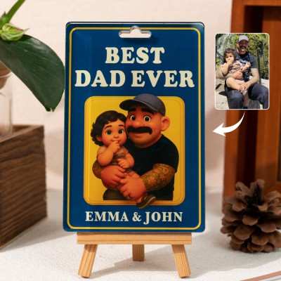 Custom Photo Dad And Kids Action Figure Acrylic Block Plaque For Father's Day Gift