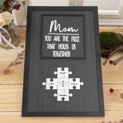 Custom Mother's Day Puzzle Sign With Kids Name Puzzle Mom You Are The Piece That Holds us Together