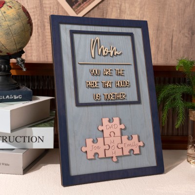 Custom Mom Wood Puzzle Sign Gift For Mother's Day