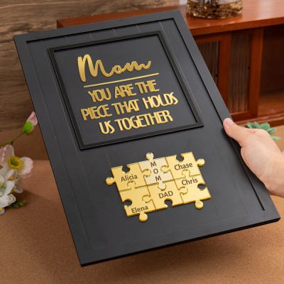 Custom Mother's Day Puzzle Sign With Kids Name Puzzle Mom You Are The Piece That Holds us Together