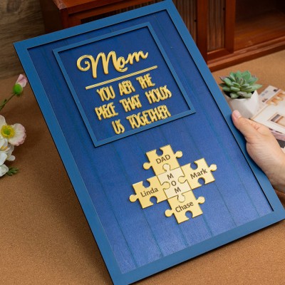 Custom Mother's Day Puzzle Sign With Kids Name Puzzle Mom You Are The Piece That Holds us Together