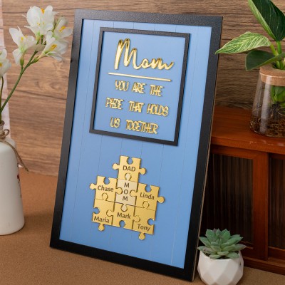 Custom Mother's Day Puzzle Sign With Kids Name Puzzle Mom You Are The Piece That Holds us Together