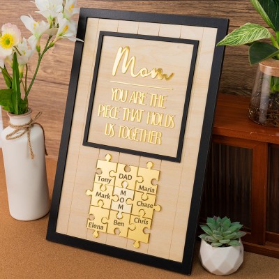 Custom Mother's Day Puzzle Sign With Kids Name Puzzle Mom You Are The Piece That Holds us Together