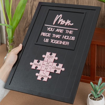 Custom Mother's Day Puzzle Sign With Kids Name Puzzle Mom You Are The Piece That Holds us Together