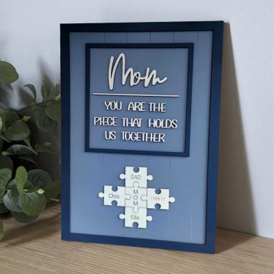 Mother's Day Wood Puzzle Sign Personalized Gift For Mom