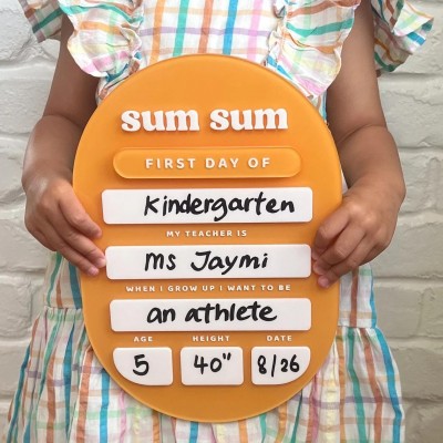 Personalized First/Last Day of School Sign Photo Prop Back to School Gifts For Kids