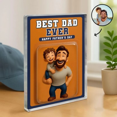 Custom Photo Dad And Kids Action Figure Acrylic Block Plaque For Father's Day Gift