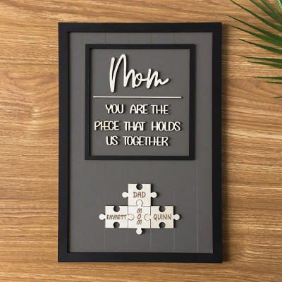 Mother's Day Wood Puzzle Sign Personalized Gift For Mom