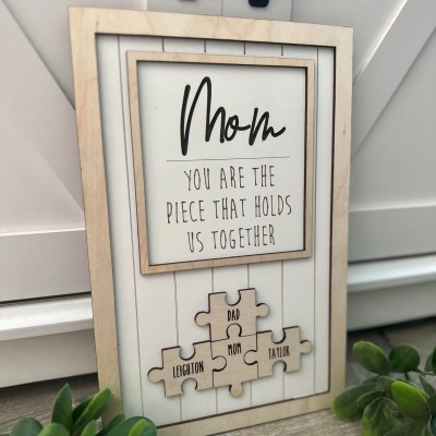 Mother's Day Wood Puzzle Sign Personalized Gift For Mom