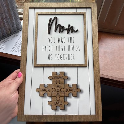 Mother's Day Wood Puzzle Sign Personalized Gift For Mom