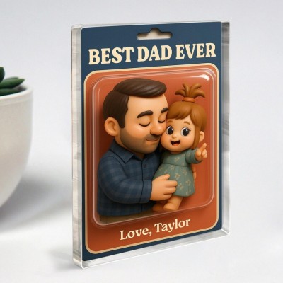 Custom Photo Dad And Kids Action Figure Acrylic Block Plaque For Father's Day Gift
